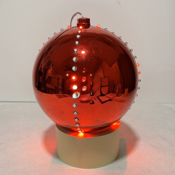 Large Red LED Christmas Ornament Ball 6" Hanging Motion Lights Battery Timer - Picture 4 of 12